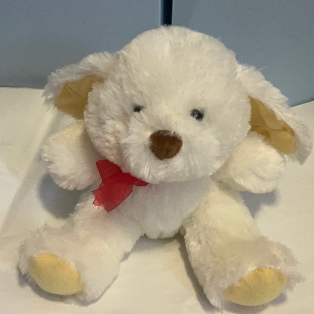 NWOT White Puppy with Red Ribbon